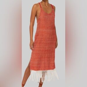 Jaline Women's Red Ana Maria Handwoven Backless A-Line Dress Size S Red